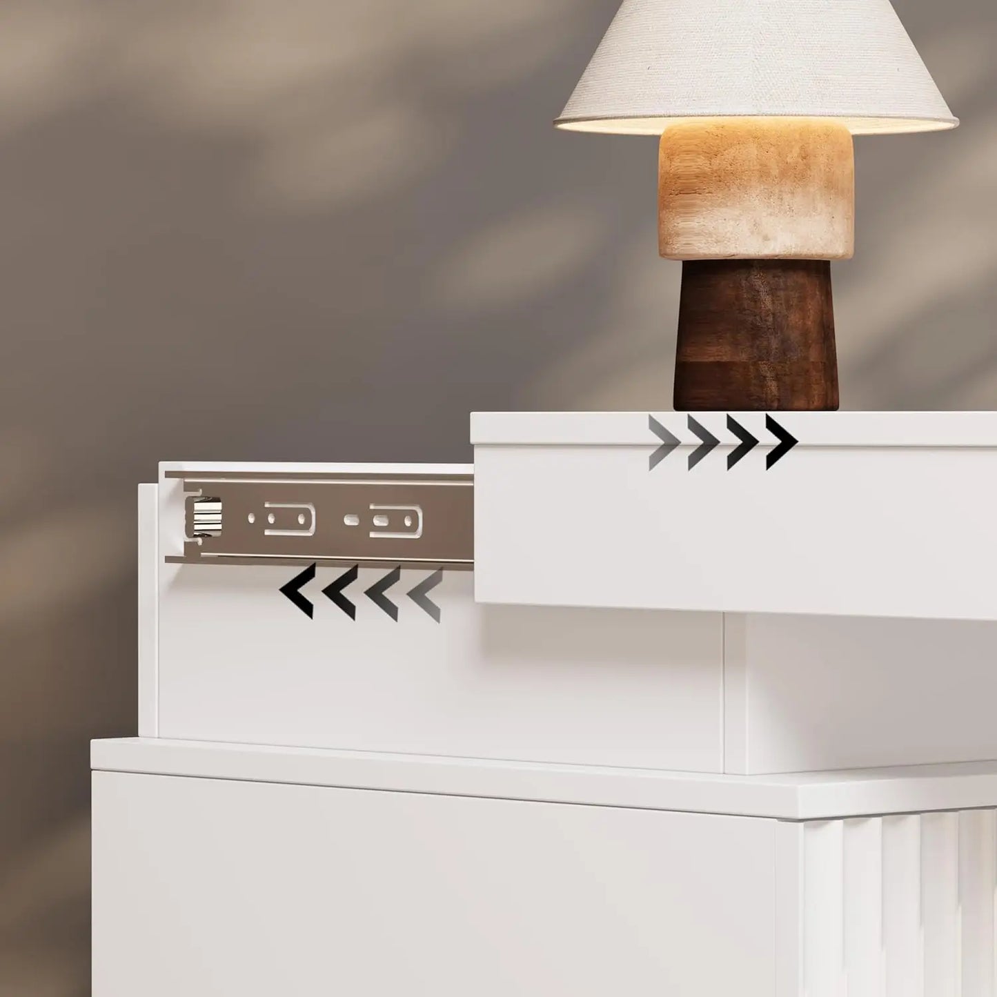 Nightstands 2-Pack with LED Charging Station, Mid Century Modern