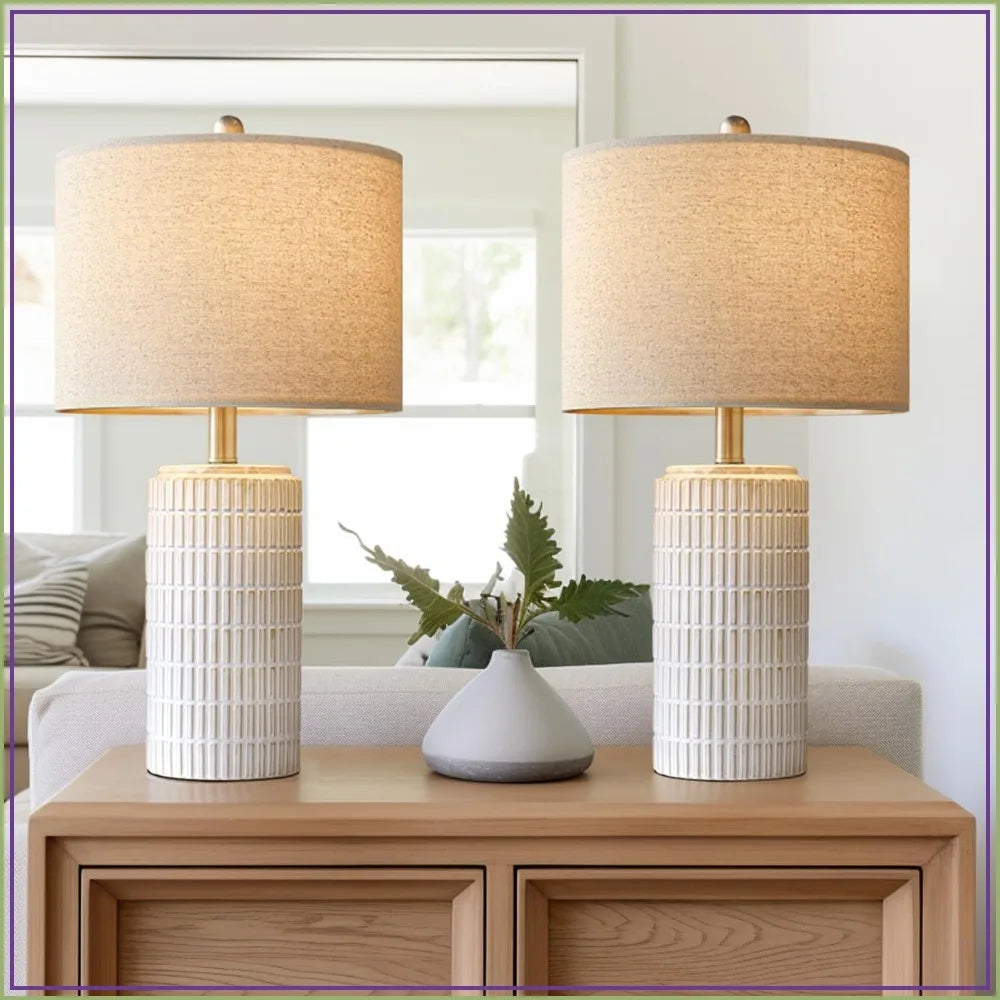 Modern Ceramic Table Lamps Set Of 2 For Living Room Nightstands
