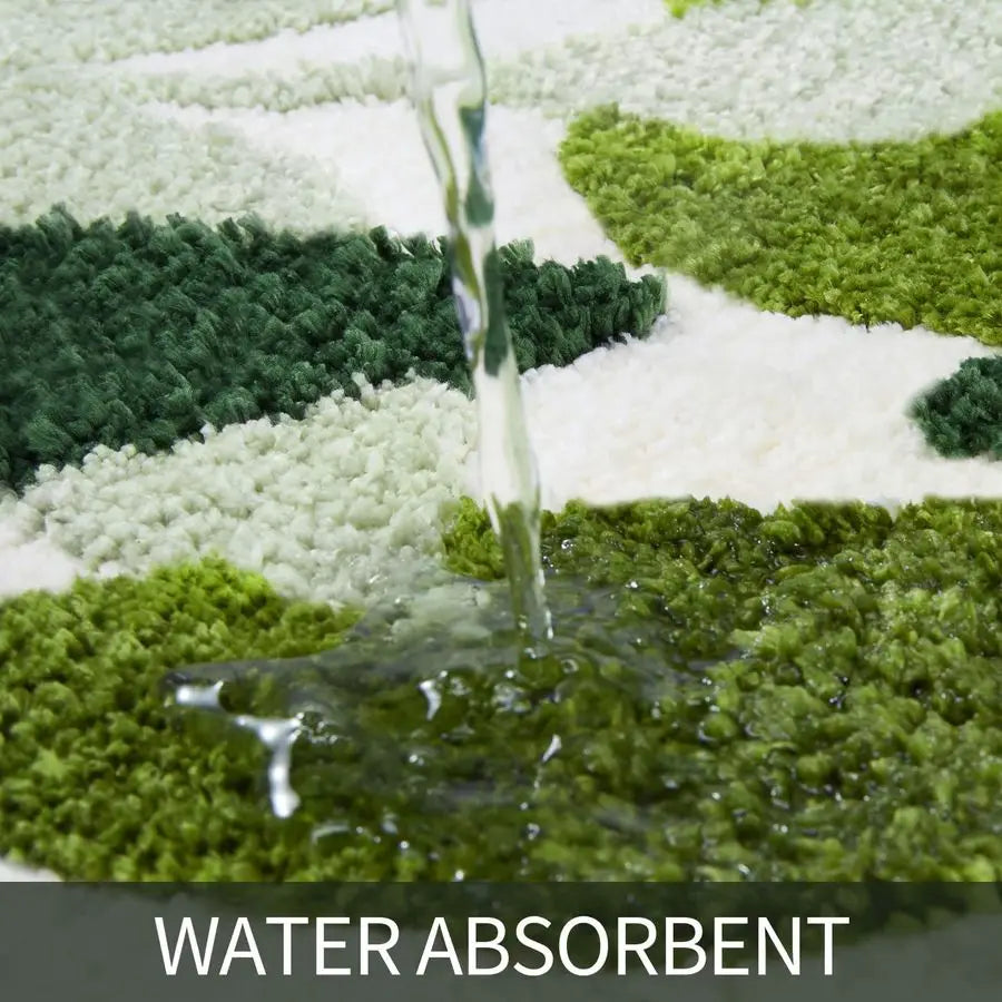 Non Slip Microfiber Bathroom Rug Set Water Absorbent Machine Washable