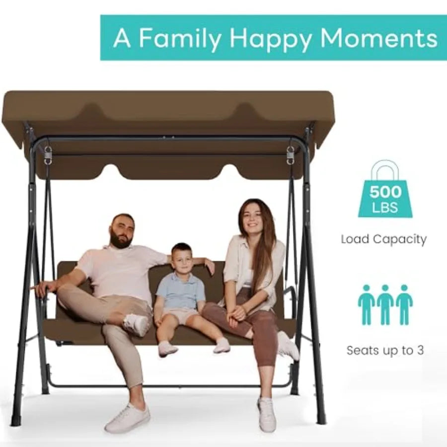 OLOEY Outdoor Patio Swing Chair With Adjustable Canopy And Heavy Duty Stand