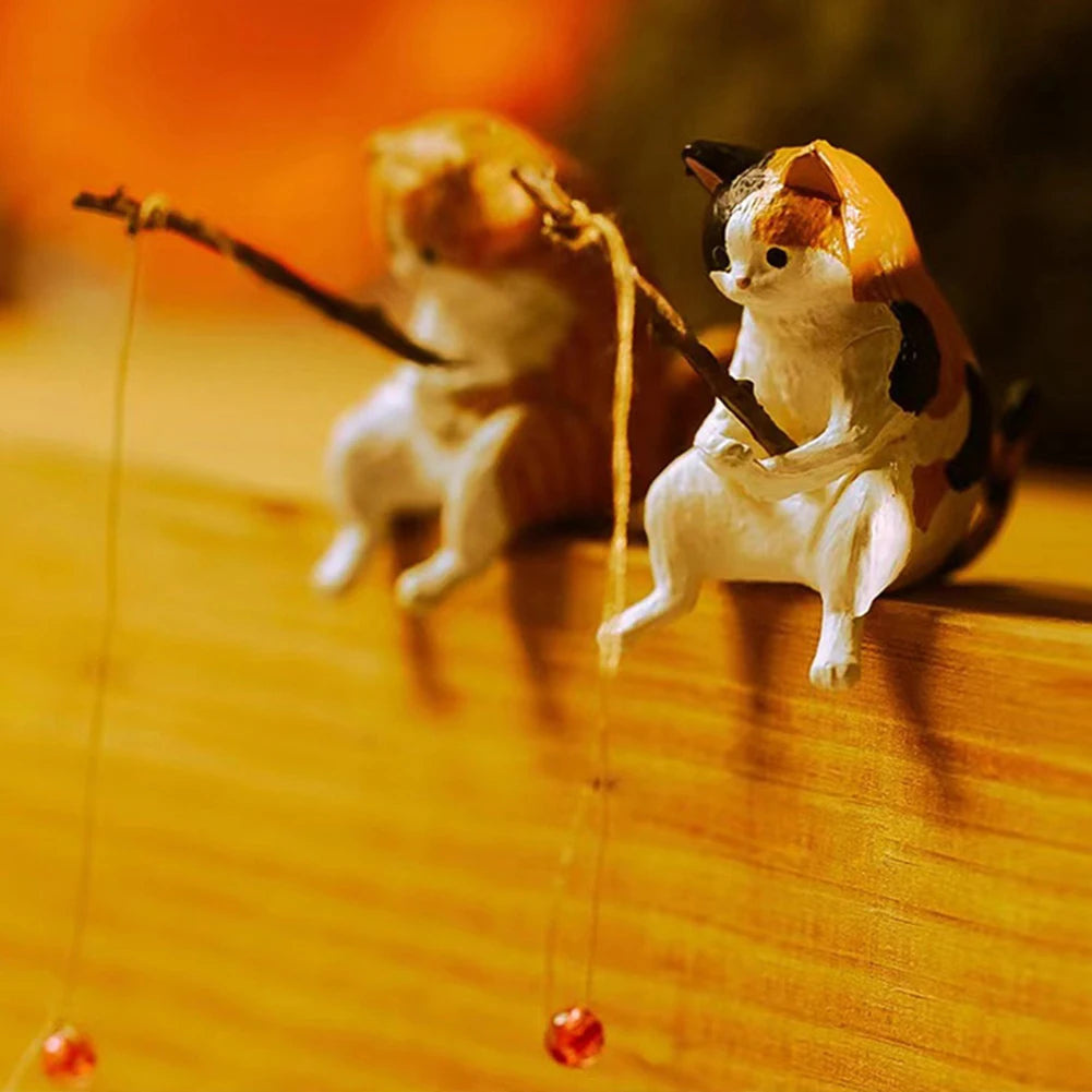Alloet Kitten Fishing Ornament For Fish Tank Landscape Decor