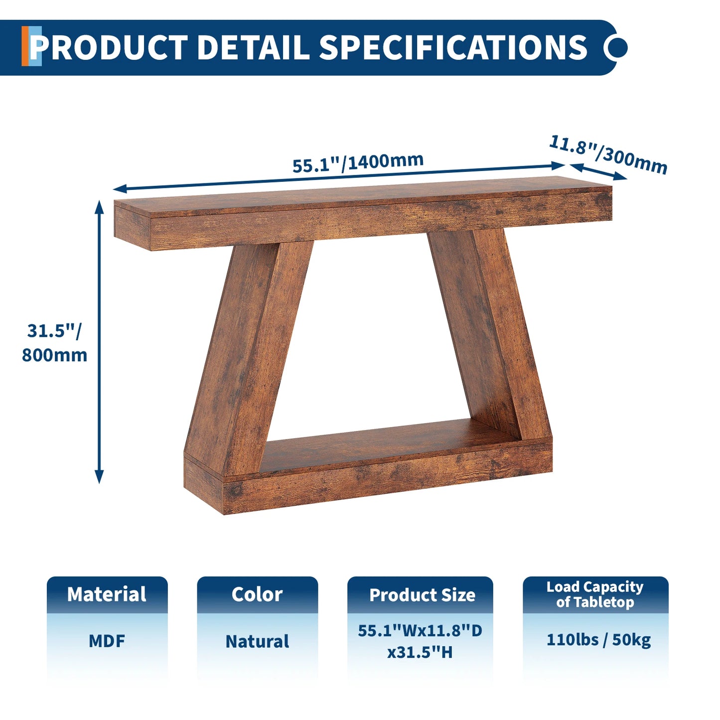HiMISS Narrow 2-Tier Console Table For Entryway And Living Room