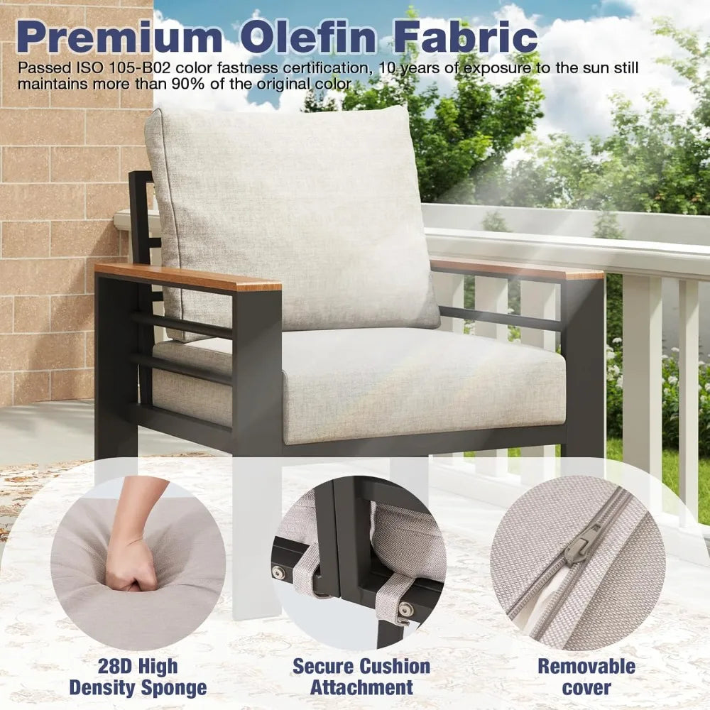Aluminum Outdoor Patio Furniture Set 7 Seats Cushions And Table