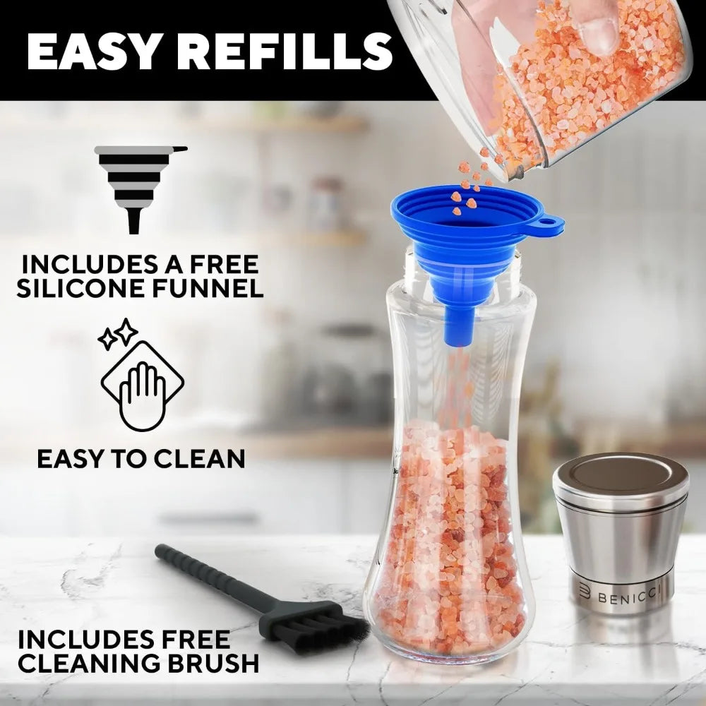 Salt And Pepper Grinder Set Of 2 With Adjustable Coarseness