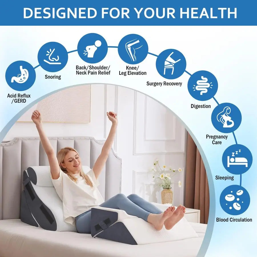 Wedge Pillow Set For After Surgery And Acid Reflux Relief
