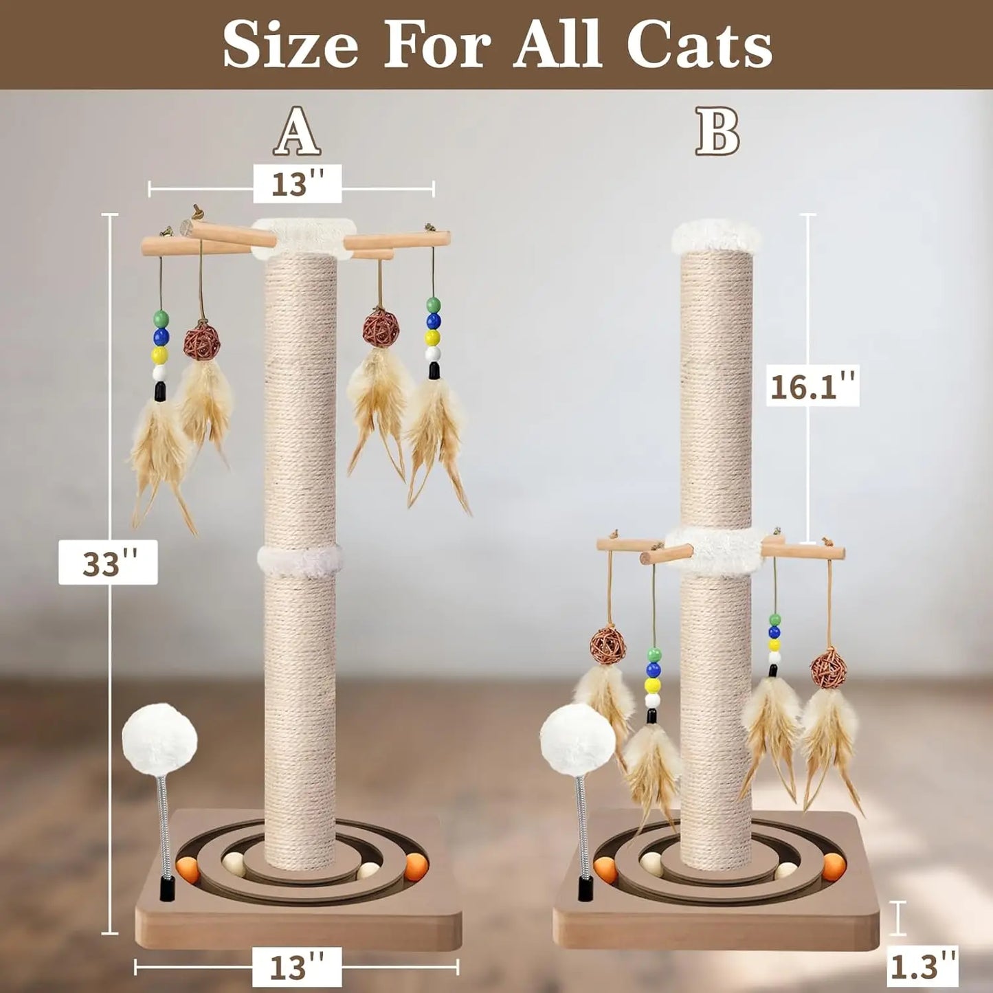Cat Scratching Post With Sisal and Hanging Toys for Cats