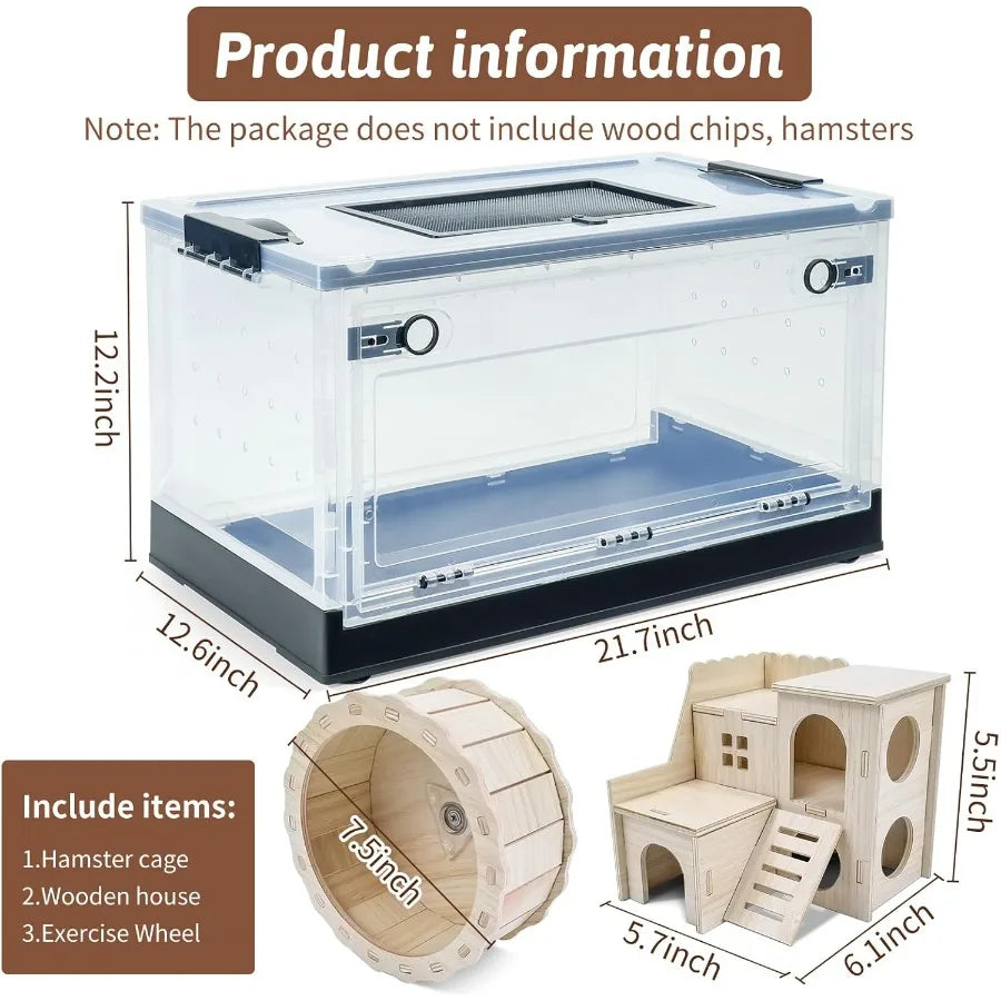 Portable Foldable Hamster Cage With Wheels Castle Habitat