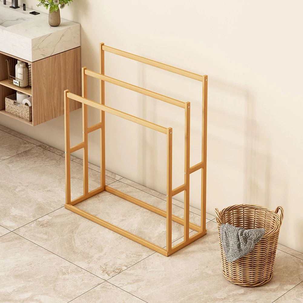 Wooden Three Tier Vertical Towel Rack Floor Freestanding