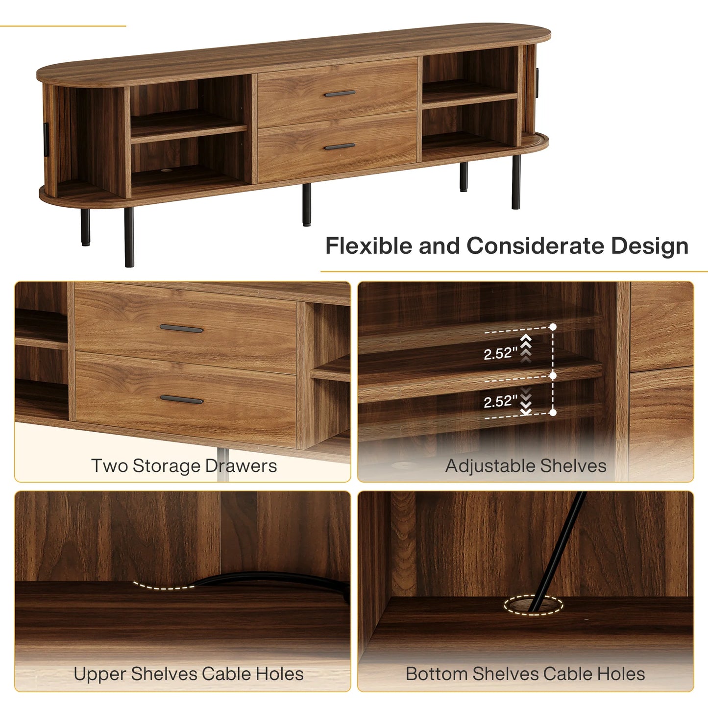 Tribesigns Mid Century Modern TV Stand With Sliding Tambour Door