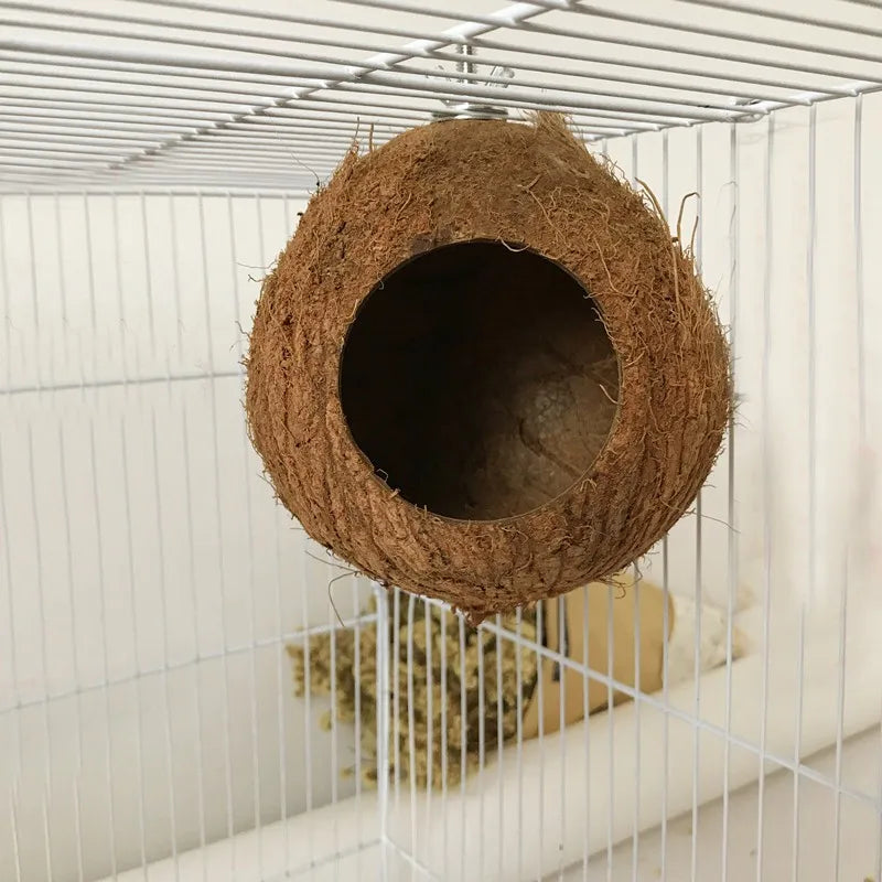 NONECN Coconut Shell Bird Nest Hideaway For Parrots And Budgies