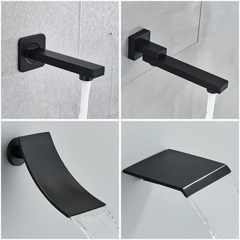 Quyanre In Wall Concealed Digital Shower Faucet Set Tub Spout