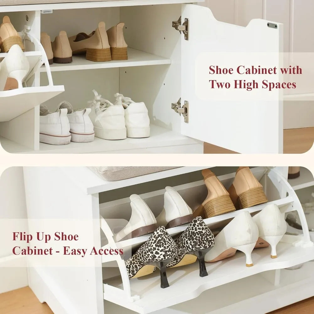 XMSJ Hall Tree Bench With Shoe Storage And Coat Rack