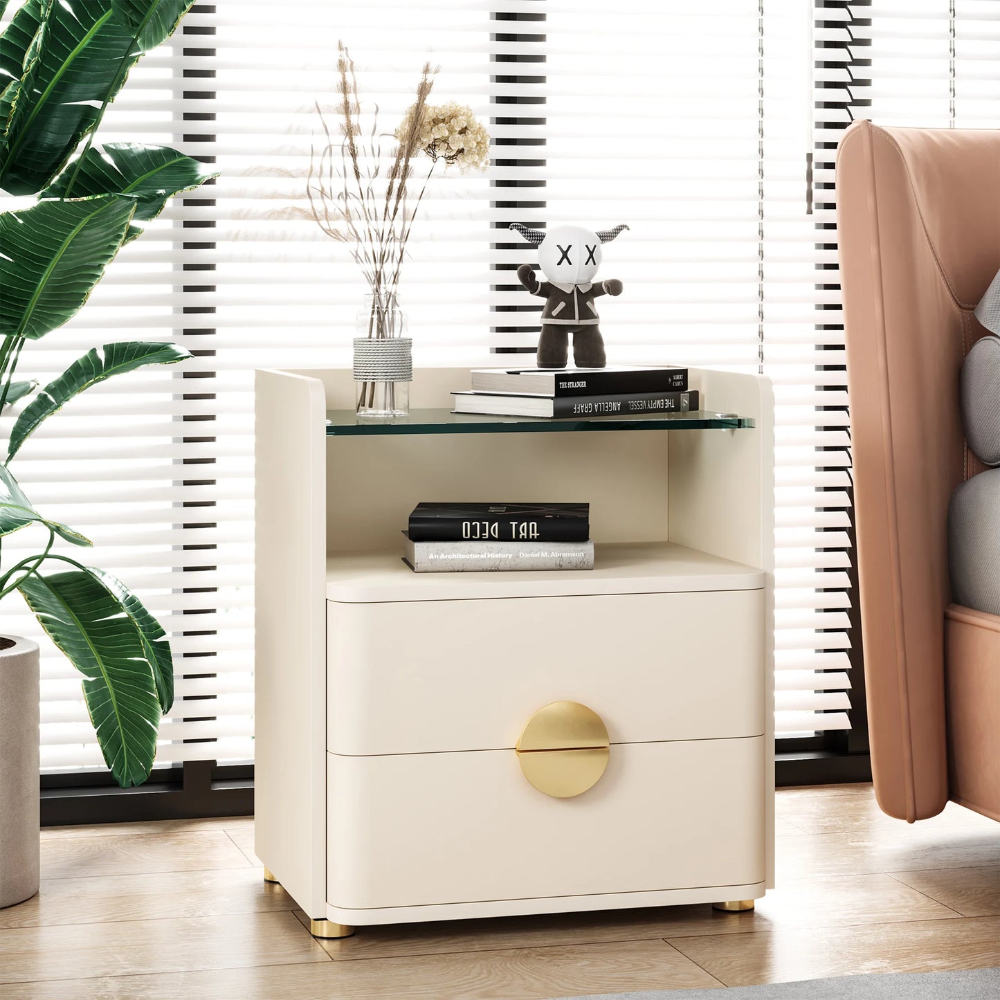 Tribesigns Nightstand 2 Drawer Modern Bedside Table Open Storage