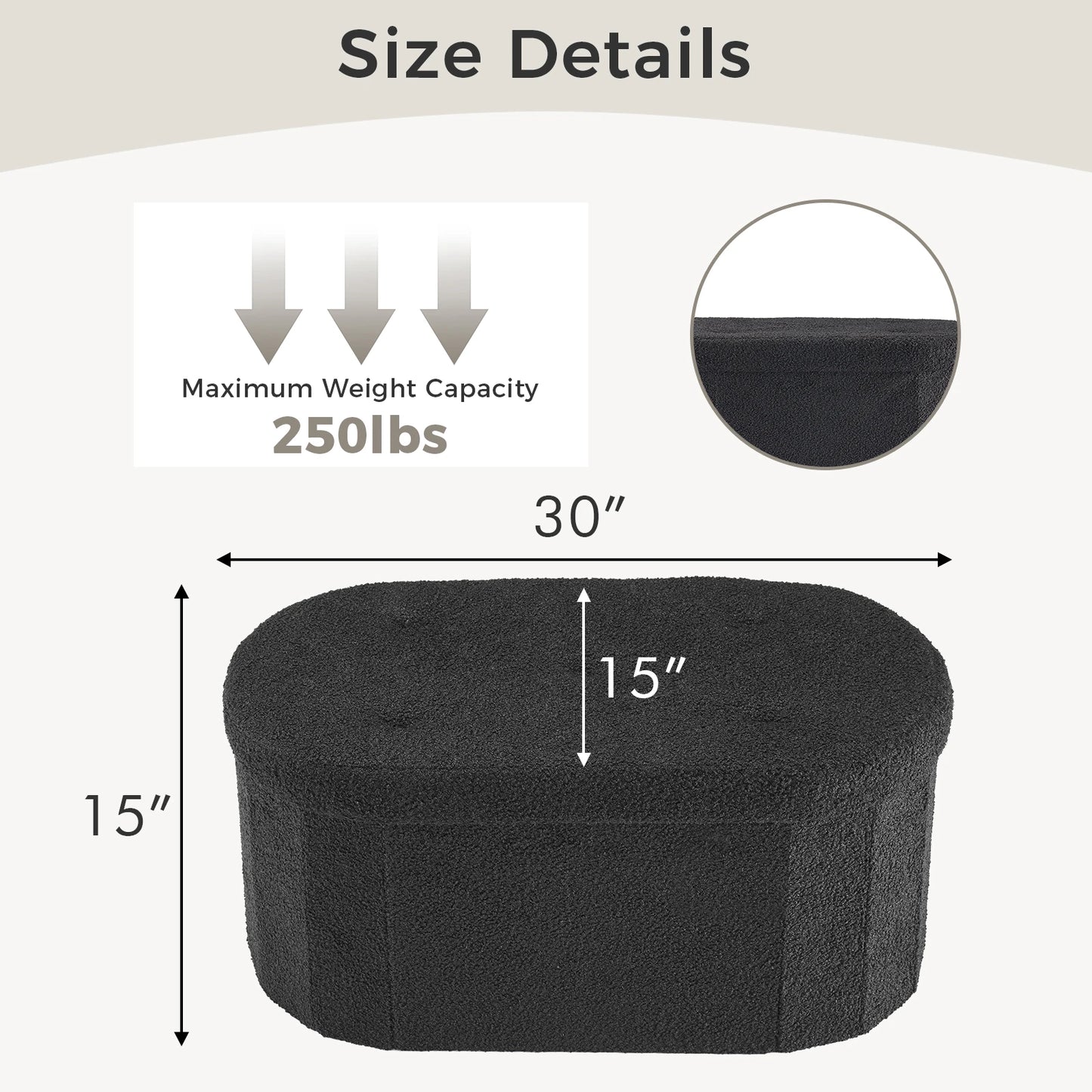 JHK Folding Storage Ottoman Bench With Cushion And Lid