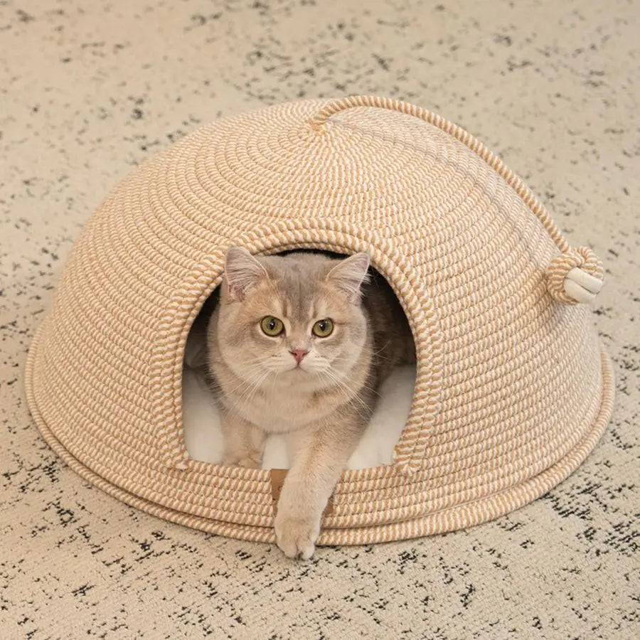 Cat Cave Bed Indoor Cat House With Washable Cushion
