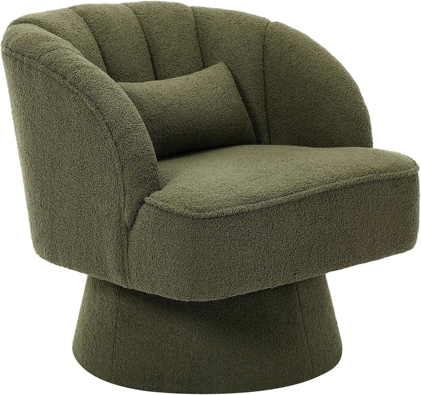 HiMISS Velvet Swivel Barrel Chair With Plush Padding Striped Backrest