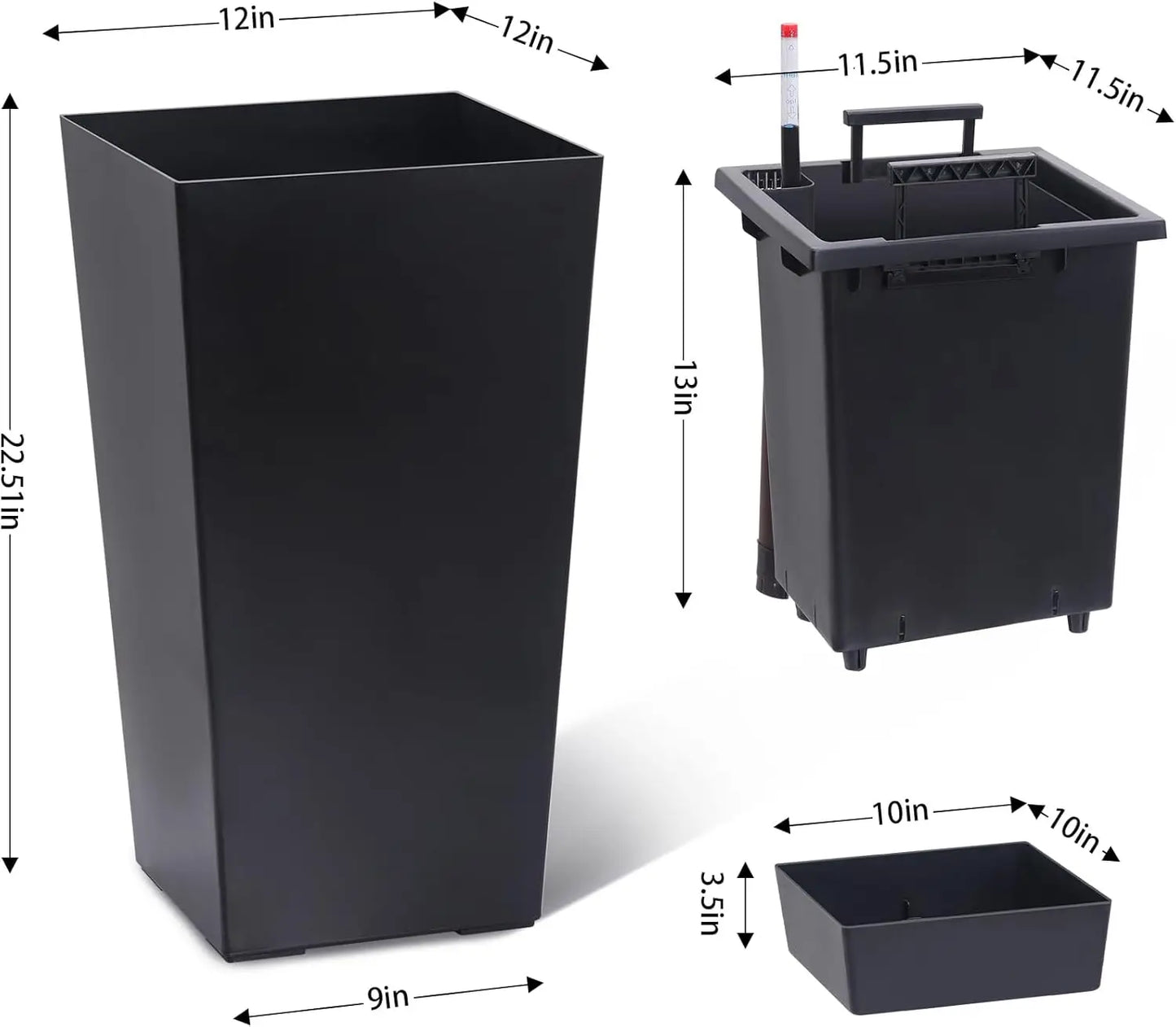 HobbyLane Taper Planter With Shelf Insert For Indoor Outdoor