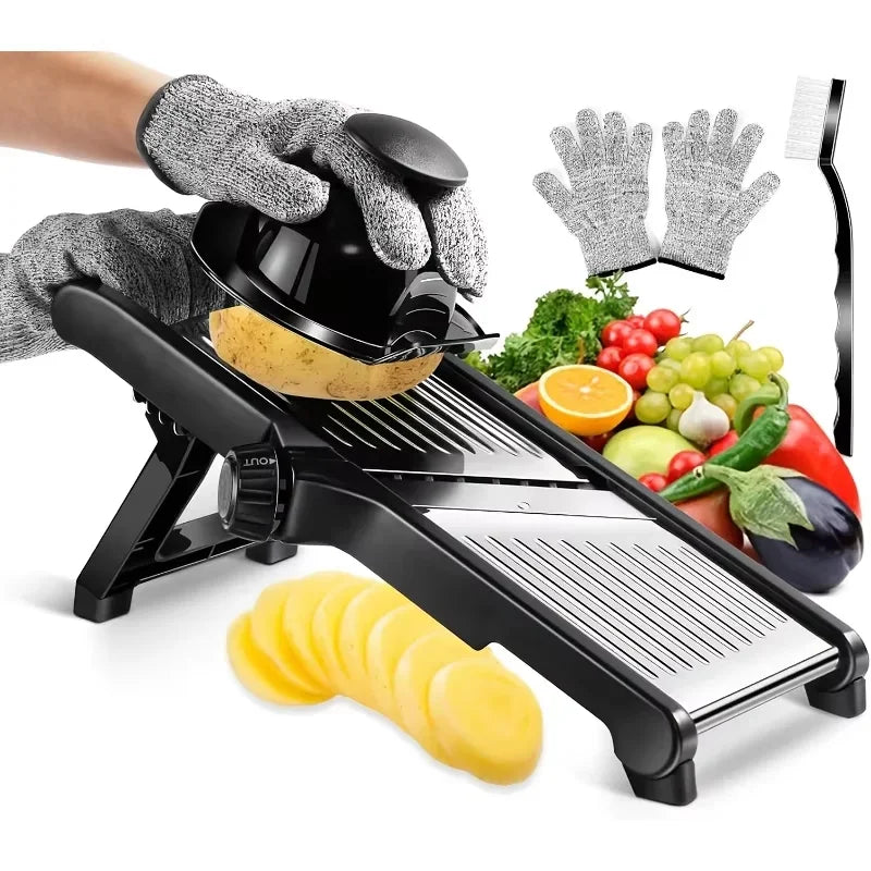 AEDG Stainless Steel Mandoline Slicer With 5 Blades Holder