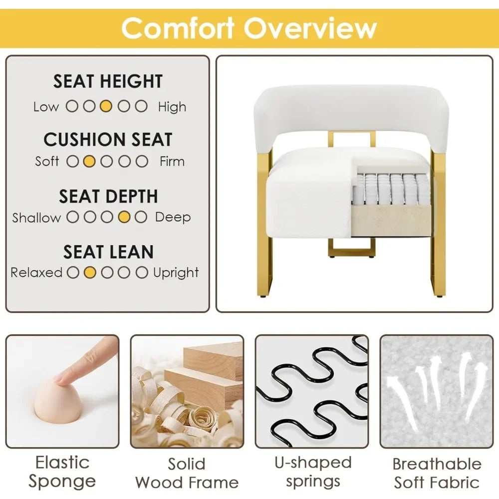 Modern Comfortable Boucle Barrel Arm Chairs For Living Room