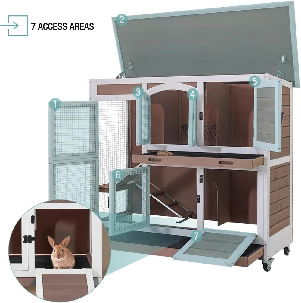 Rabbit Hutch Indoor Bunny House Guinea Pig Cage With Trays