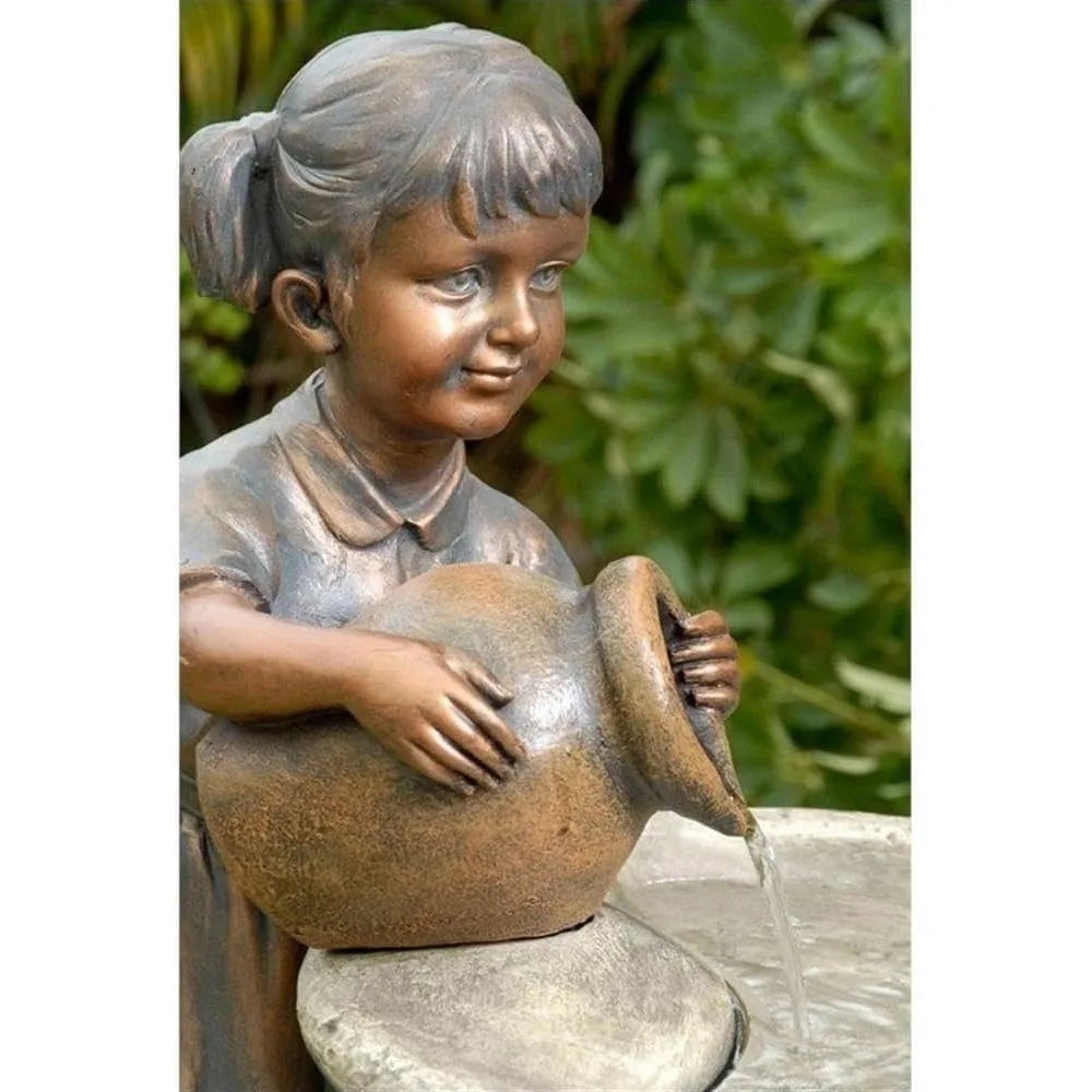 Row Bird Bath Outdoor Water Fountain Durable Resin Garden Feature