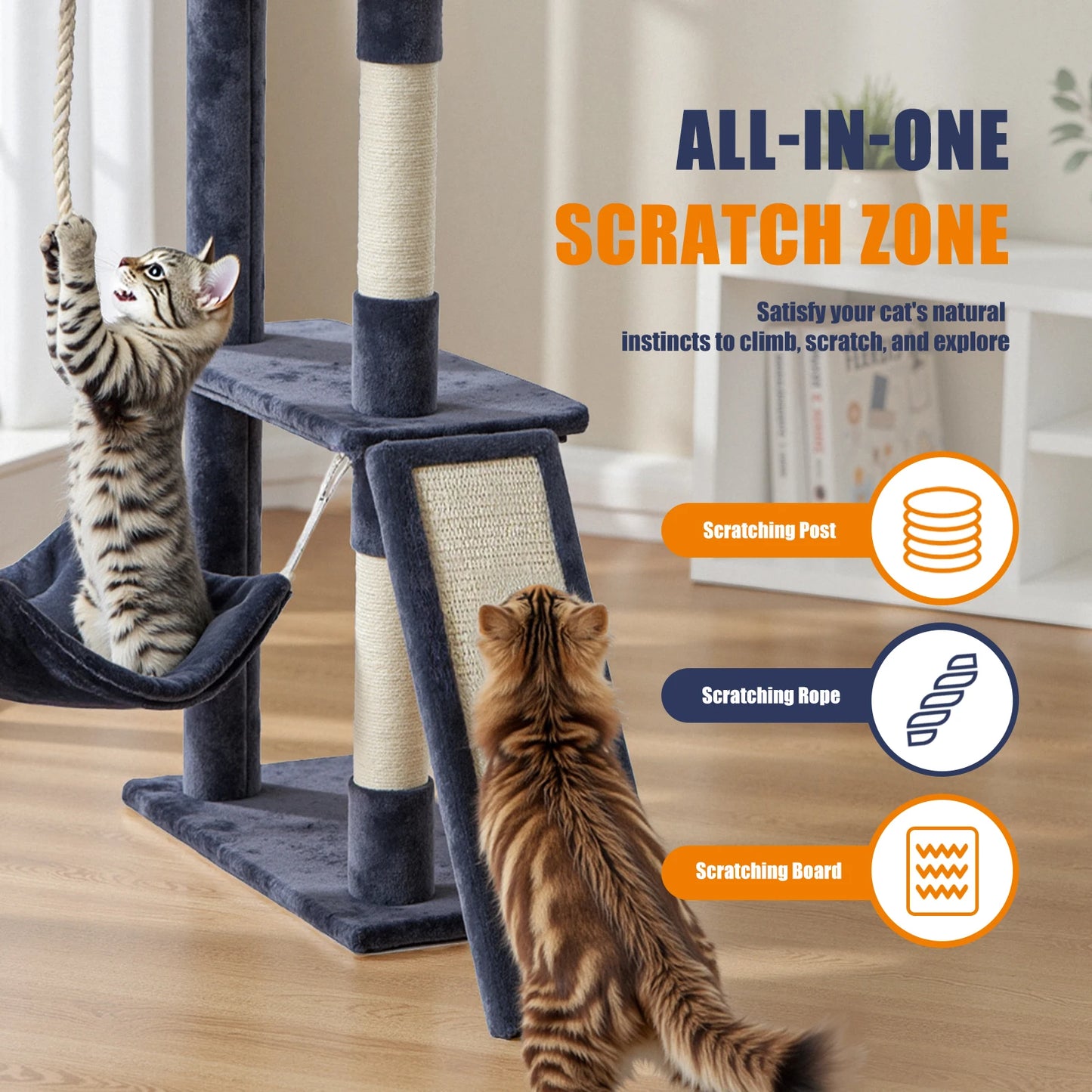 MCQ Cat Tree Tower Multi Level Scratching Posts With Condo