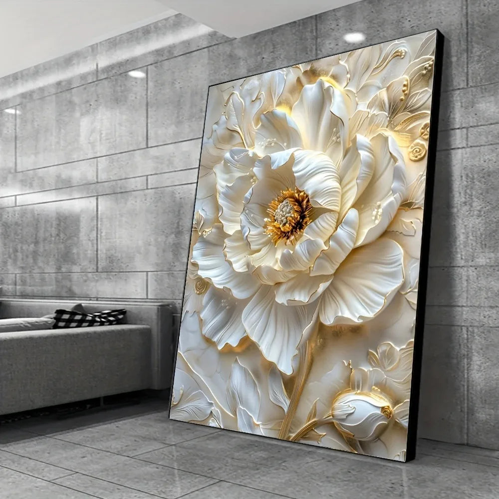 Modern Abstract Floral Frameless Canvas Wall Art For Living Room
