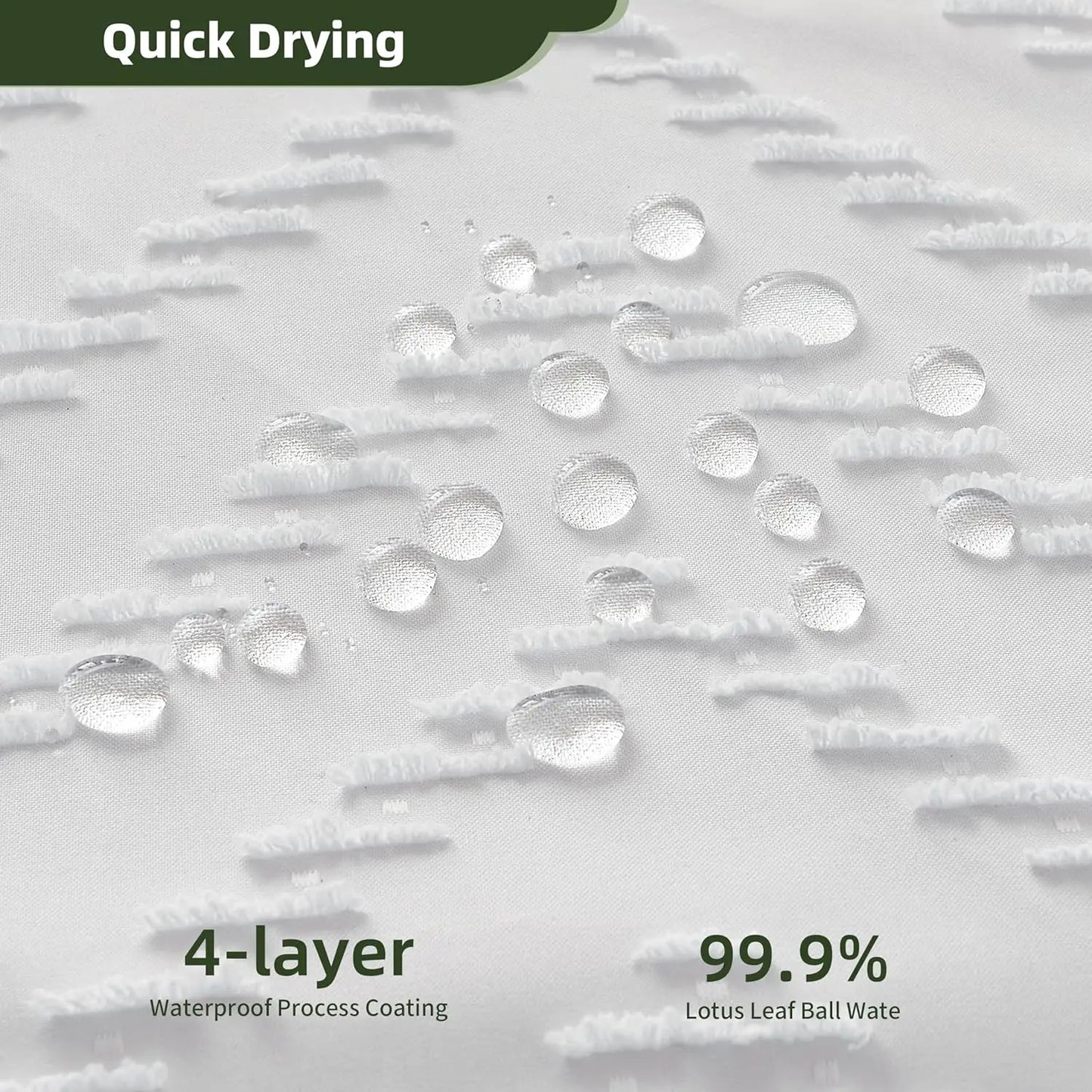 Boho Textured Tufted Chevron Waterproof Shower Curtain