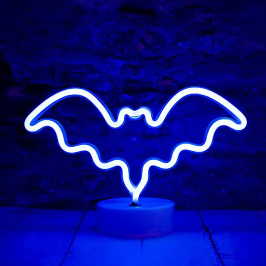 LED Neon Bat Lights Bat Shaped Sign Night Light Battery Operated