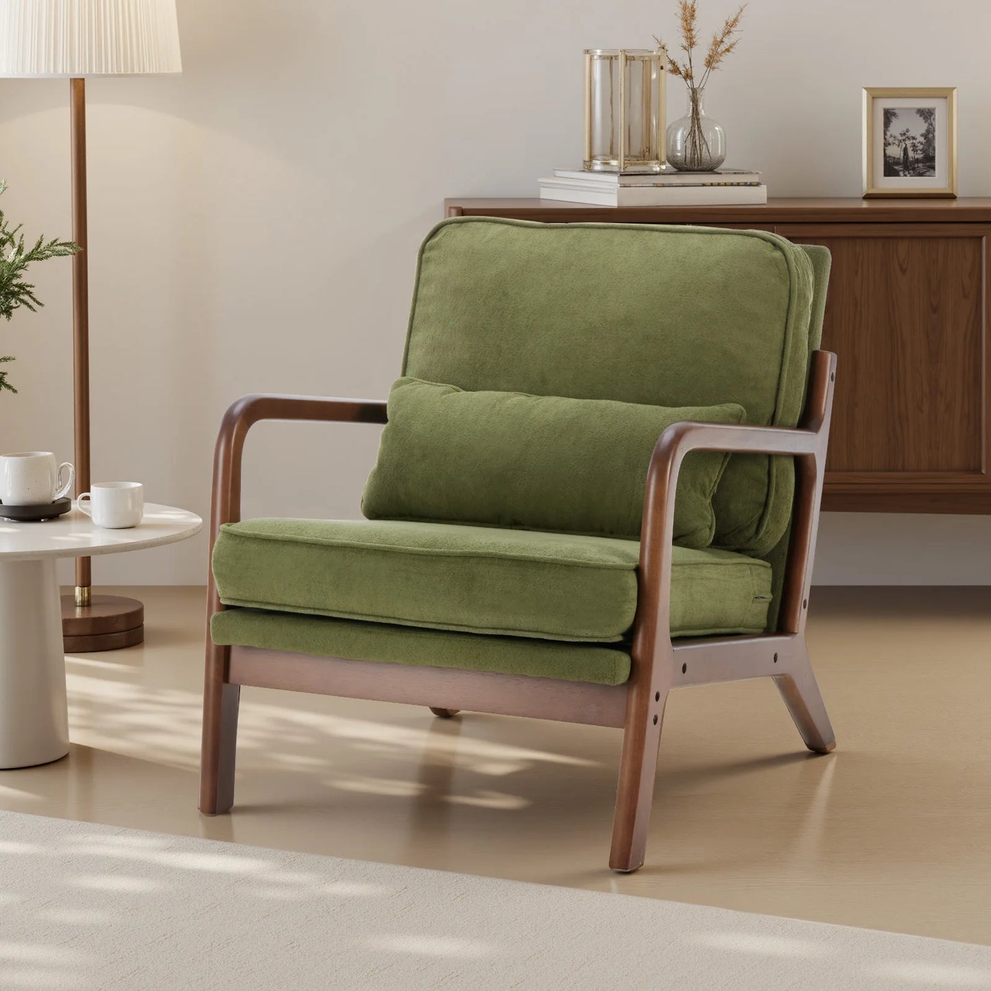 JHK Mid Century Modern Armchair With Wooden Frame