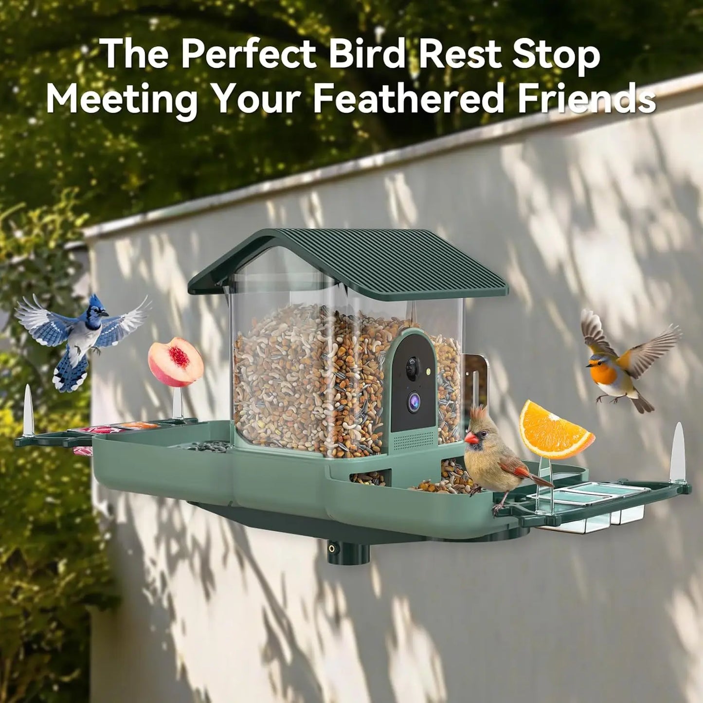 Dual-Lens Bird Feeder With Camera And Bird Bath WiFi 2K