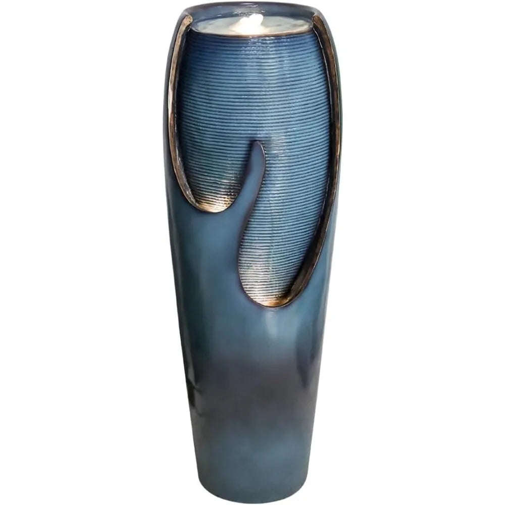 Outdoor Water Jar Floor Fountain With Lights And Pump