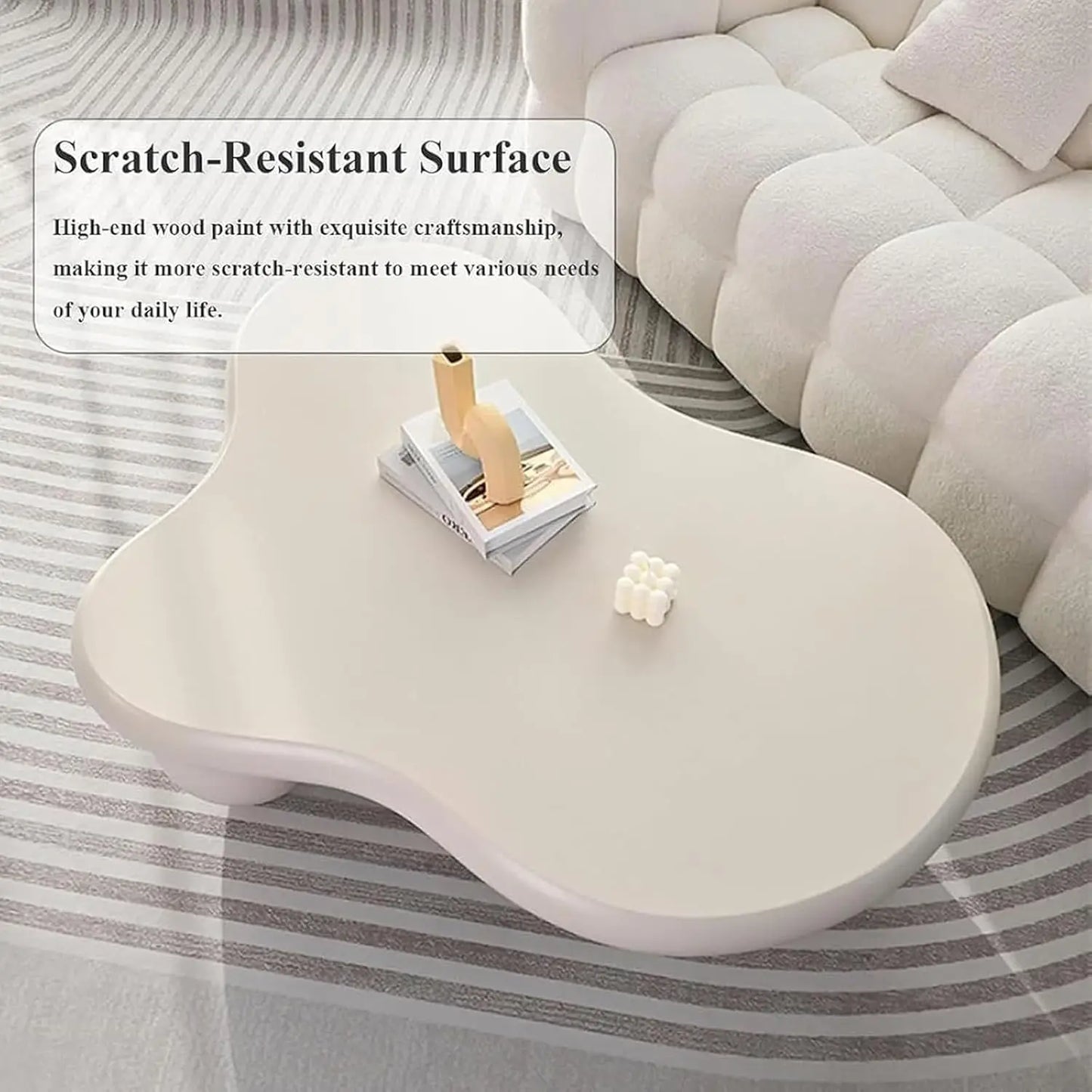 Cloud Shaped Coffee Table Wooden Modern Center Table Three Balls
