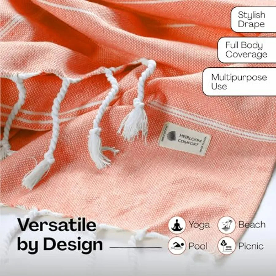 Turkish Cotton Beach Towels Set Of Six Quick Dry Absorbent