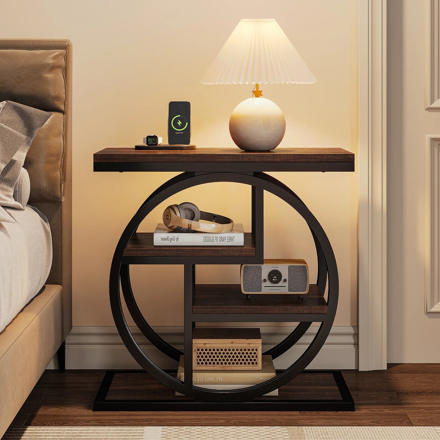 Tribesigns End Table With Storage Shelves For Living Room