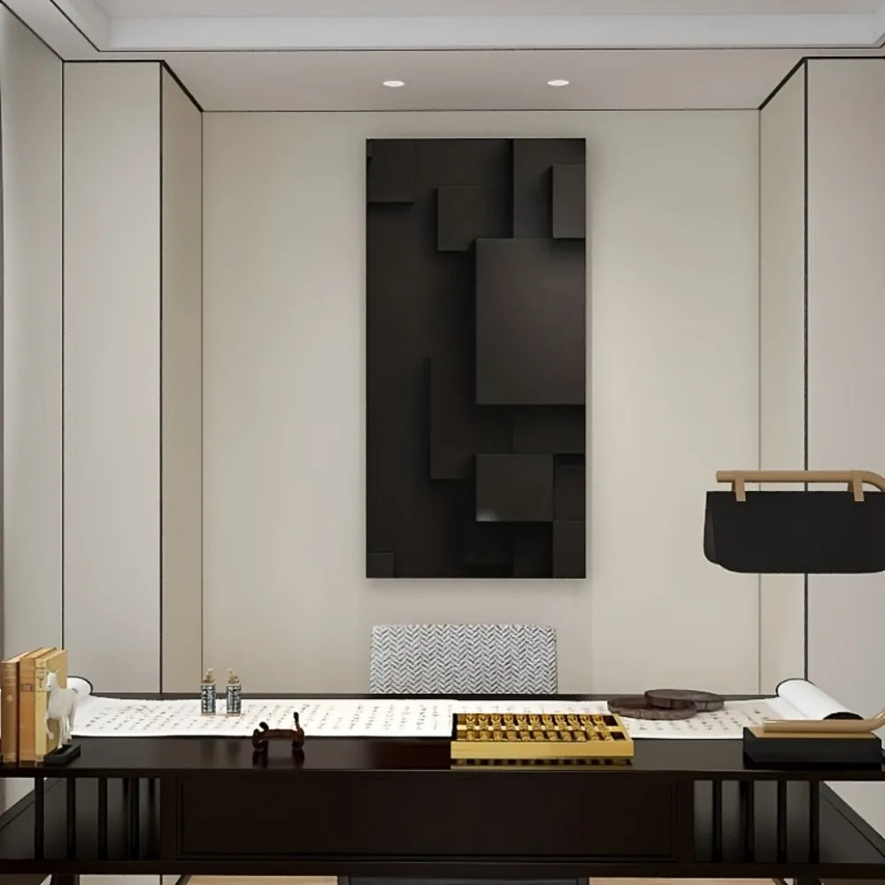 Abstract Geometric Mural Canvas With Pine Wood Frame