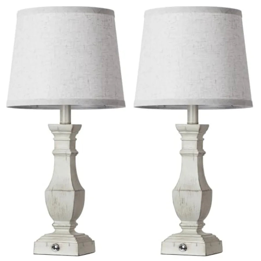 Dimmable Rustic Farmhouse Table Lamps Living Room Set Of 2
