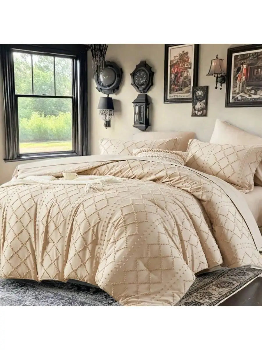 7 Piece Lightweight Solid Comforter Set For All Seasons Bedding