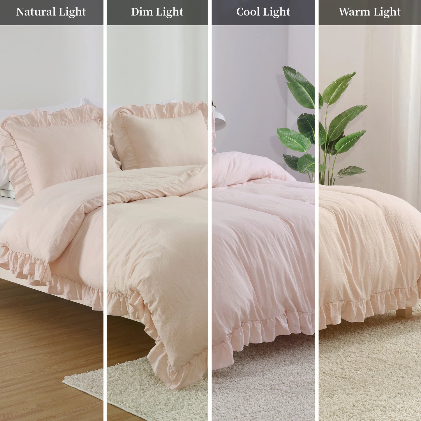 Lotus Leaf Edge Duvet Cover Set Polyester Bedding 3 Piece