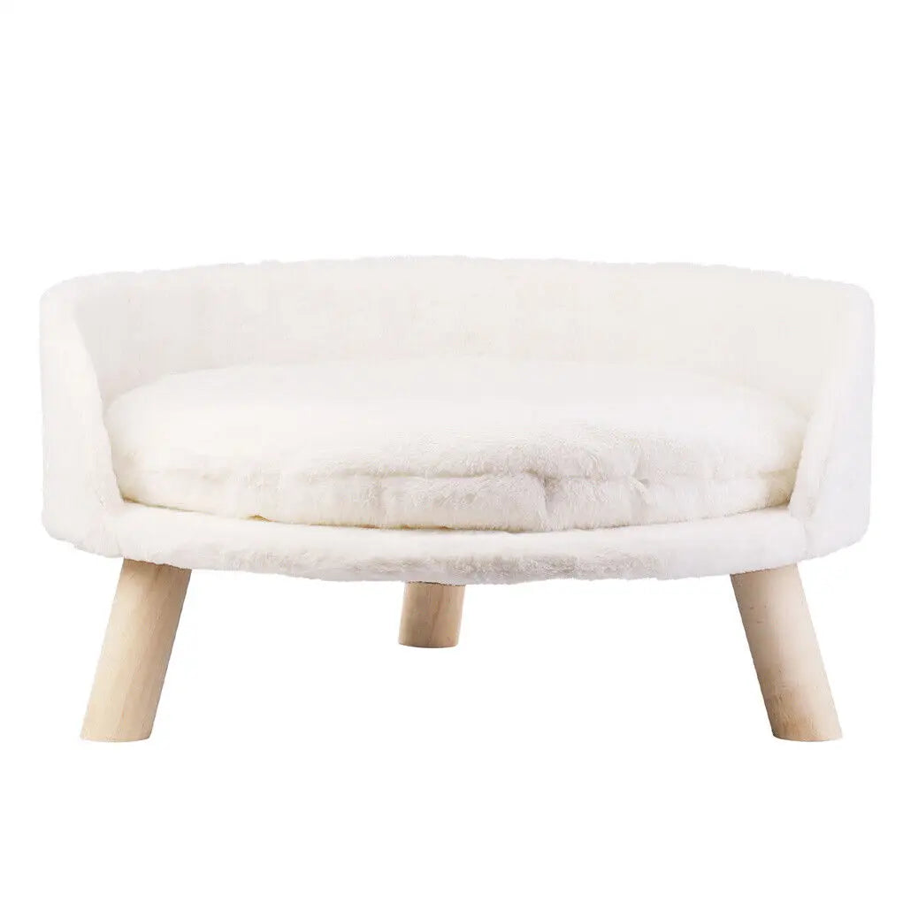Soft Plush Cat Bed Nest With Cushion Pad Wood Legs