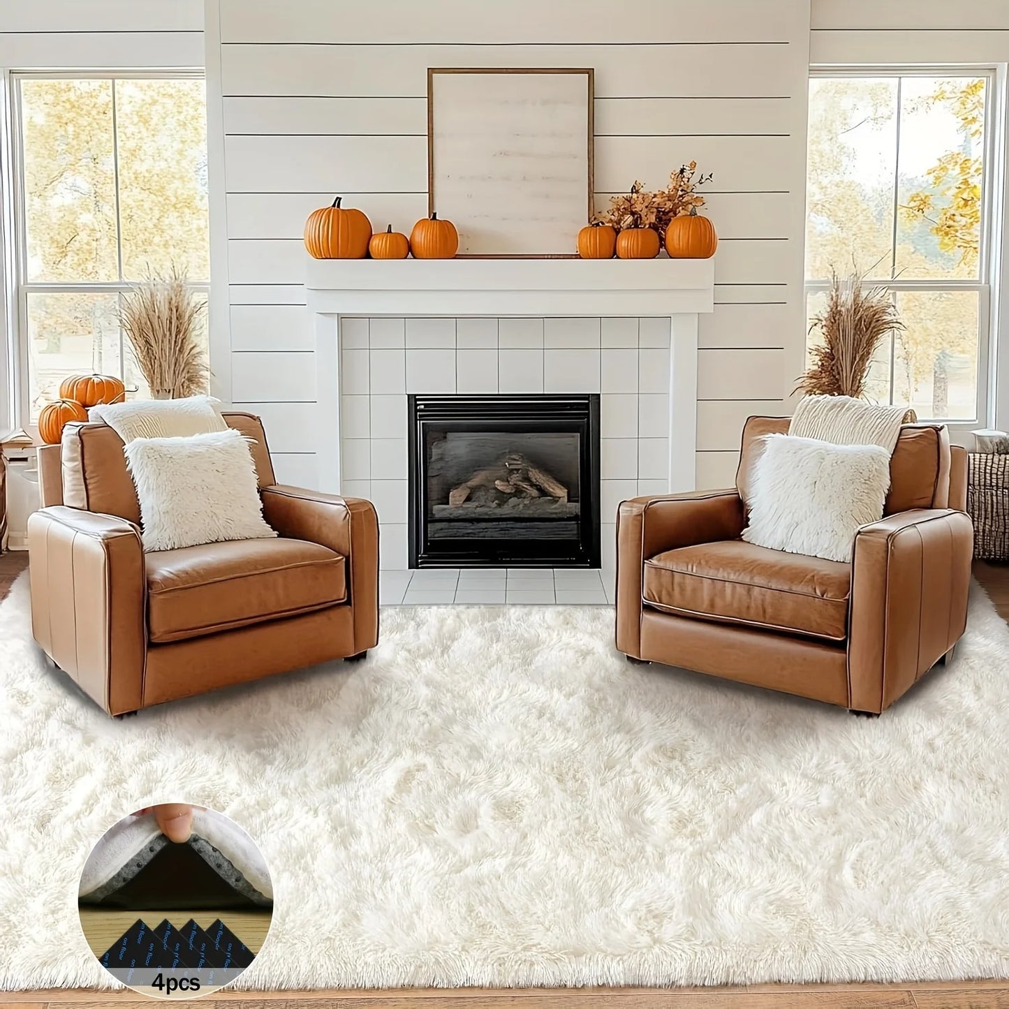 NONEDesign Aubusson Soft Shaggy Non Slip Rug for Living Room
