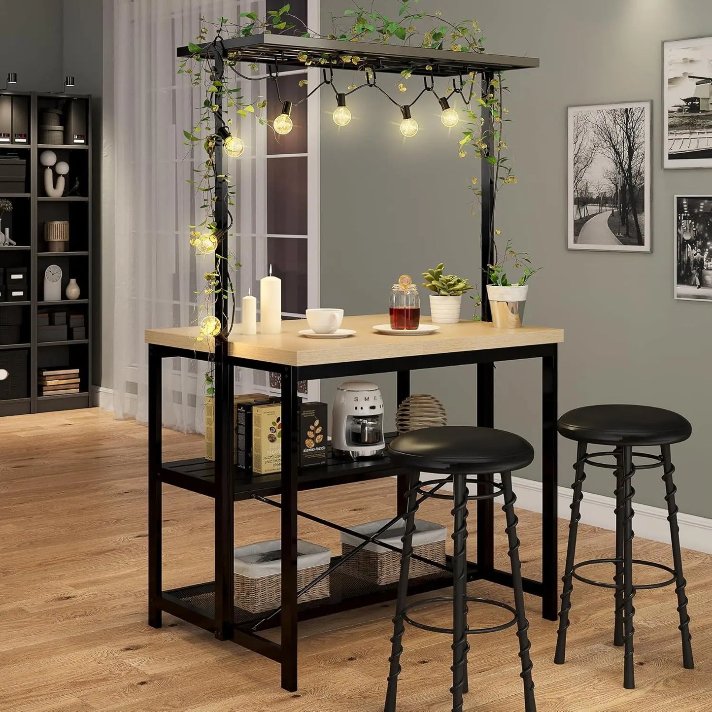 HiMISS Kitchen Island with Storage and Power Outlet