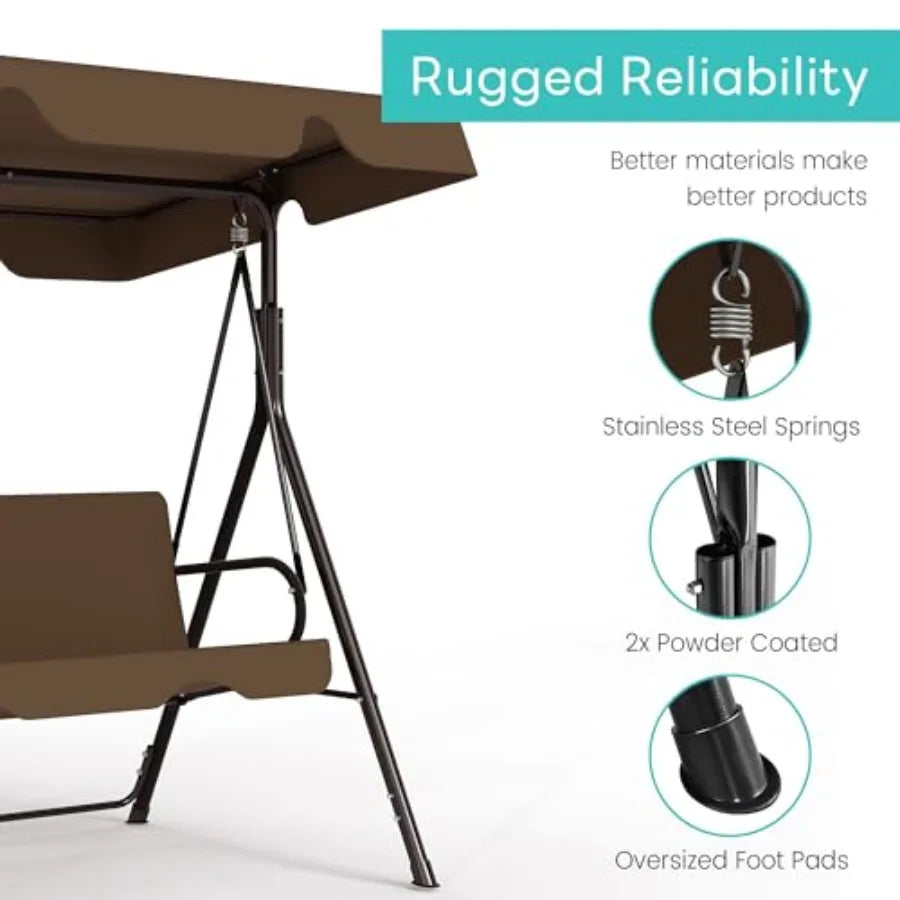 OLOEY Outdoor Patio Swing Chair With Adjustable Canopy And Heavy Duty Stand