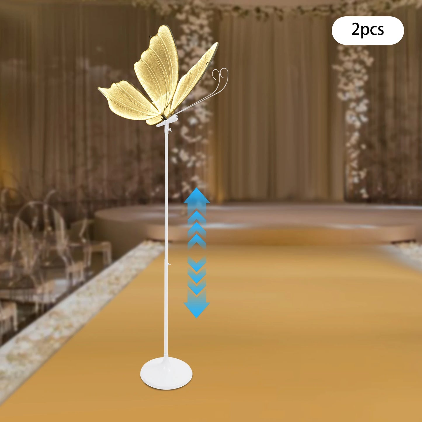 Two Pack Romantic Butterfly Floor Lamp 48W Wedding LED Decor