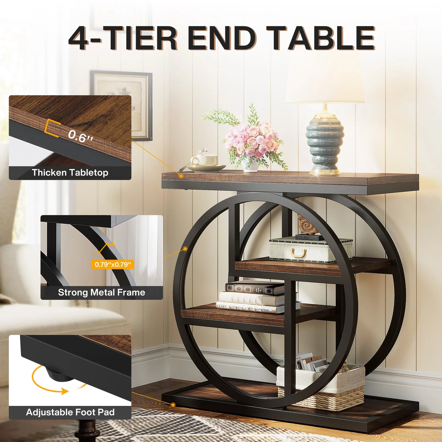 Tribesigns End Table With Storage Shelves For Living Room