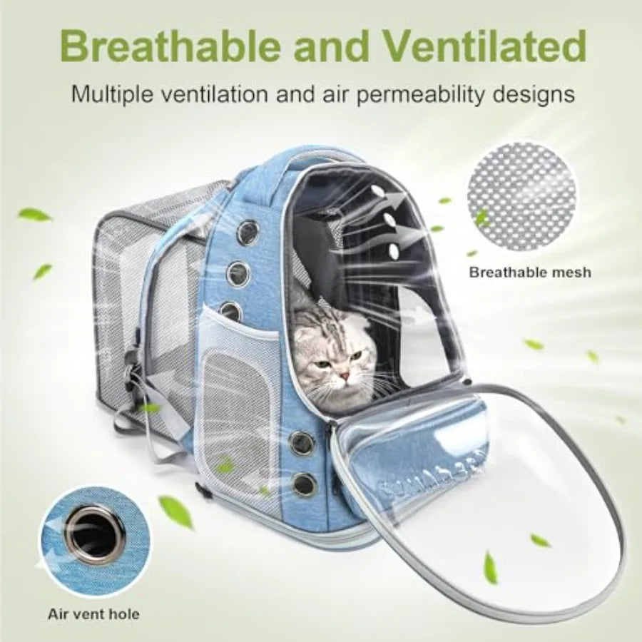 Expandable Cat Backpack for Travel and Small Dogs Airline Approved