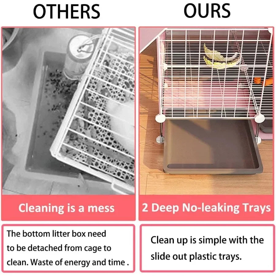 2Story Indoor Rabbit Cage With Dual Deep Pullout Trays