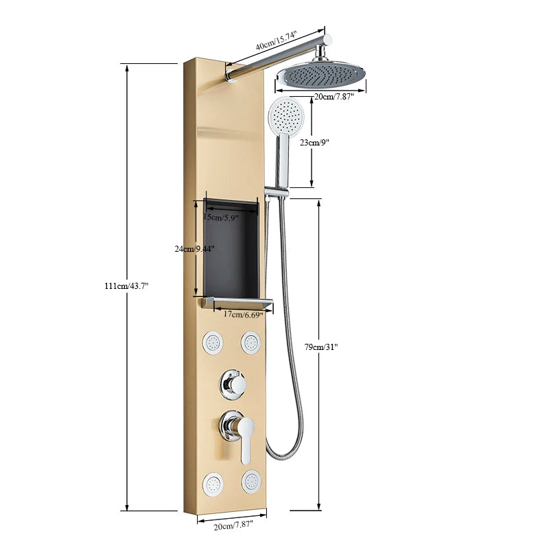 Suguword Shower Panel Faucet Fahrenheit Degree Display Spa Massage Jets