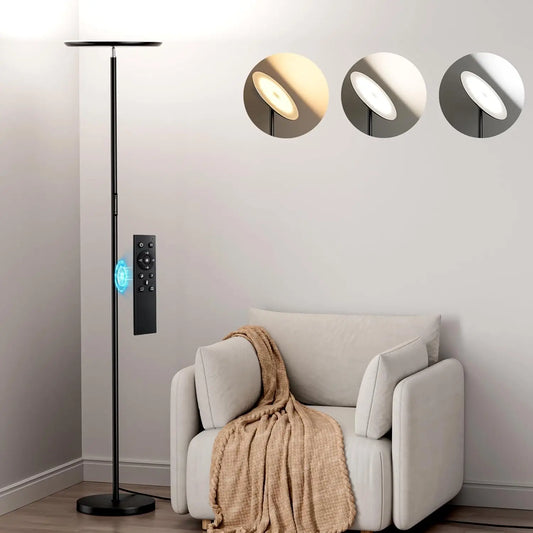 Remote LED Floor Lamp With Dimmable Three Color Temperatures