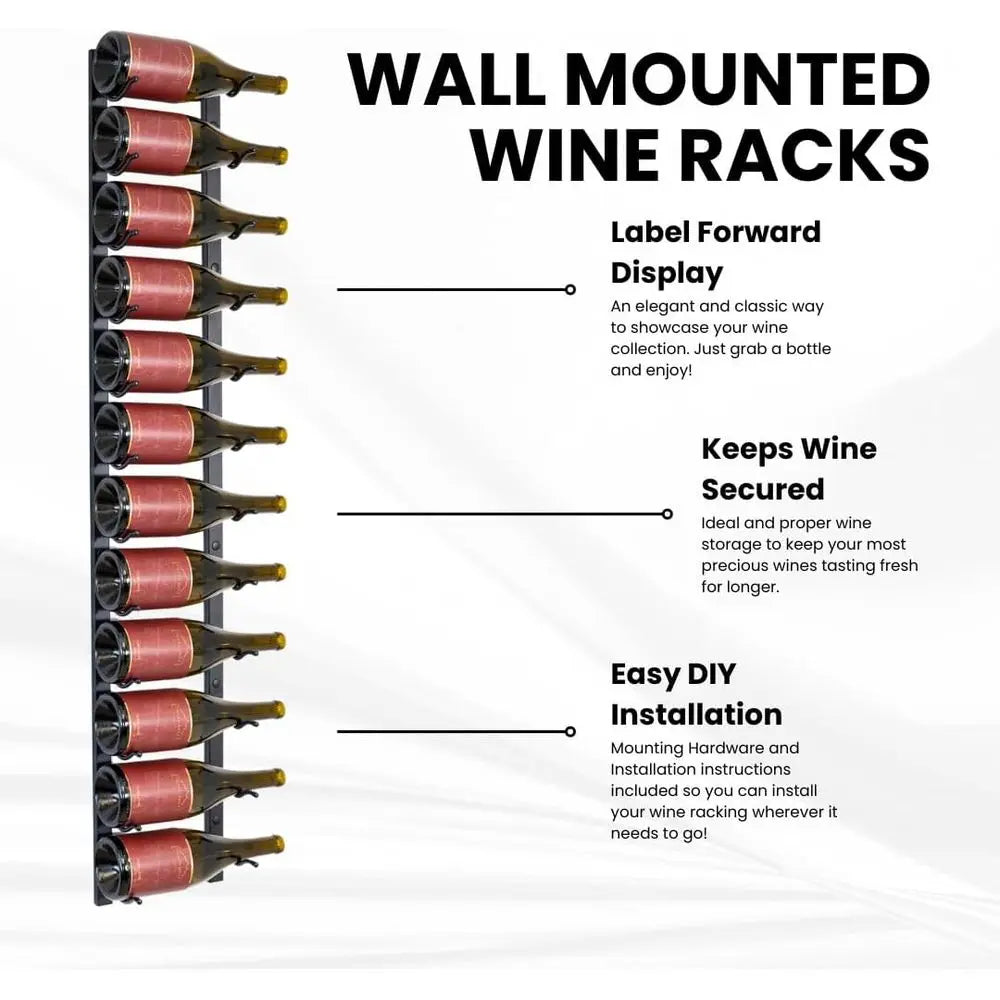 Wall Mounted Metal Wine Rack For 12 Bottle Capacity